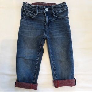 Gap jeans with red lining